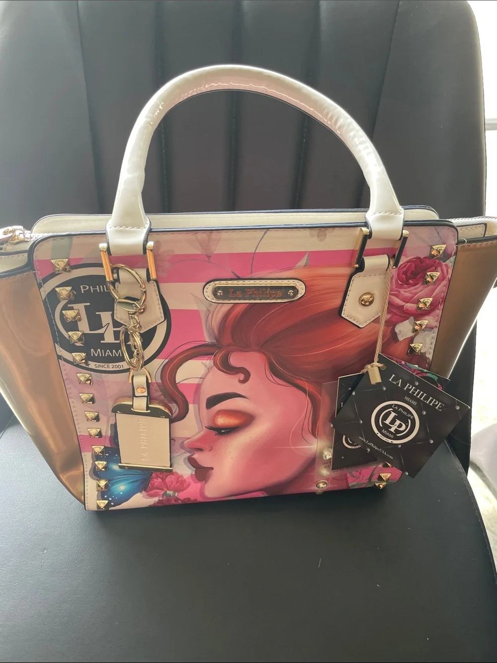 Pink Artistic Studded Satchel